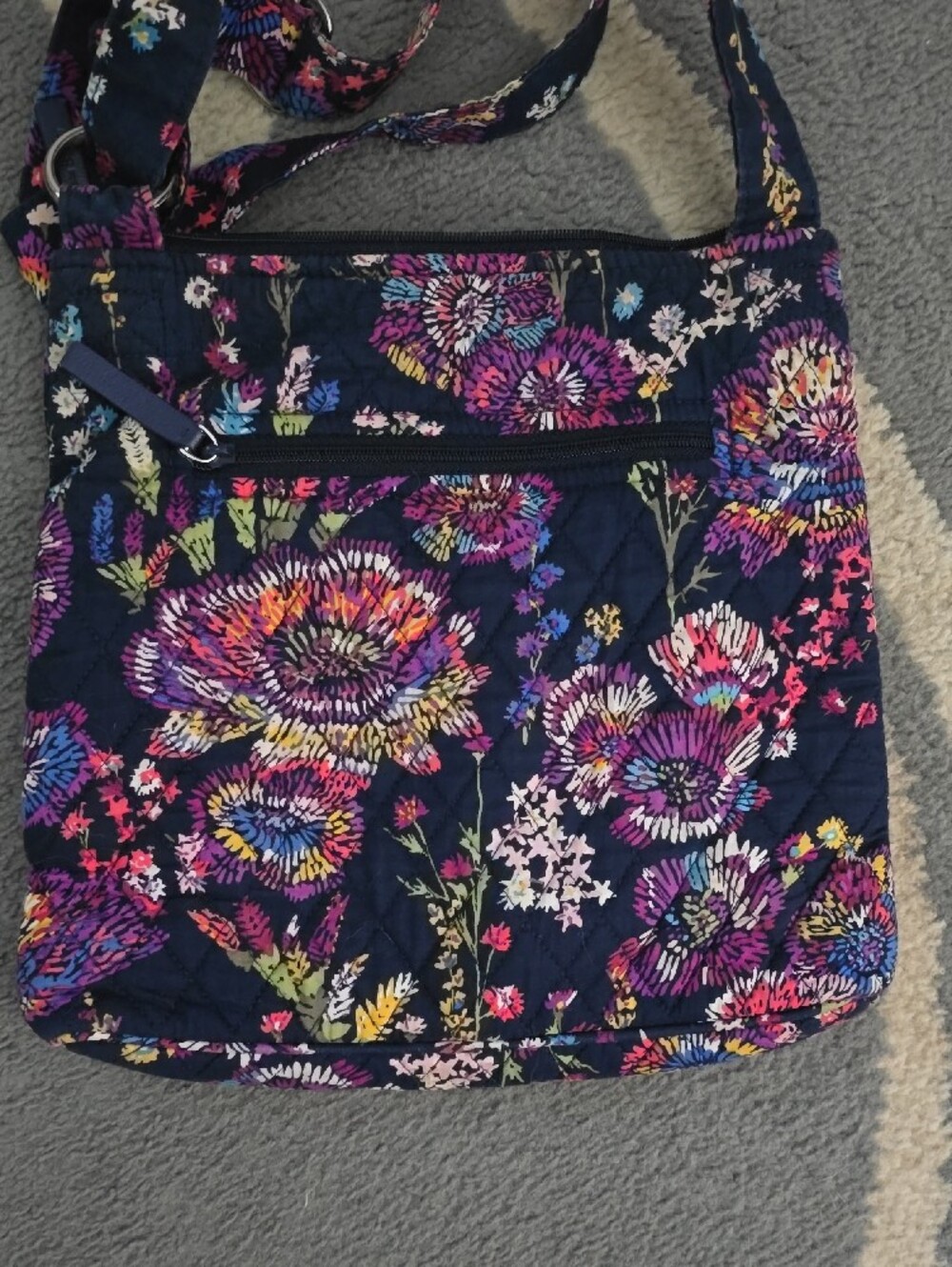 Vera Bradley Navy Quilted Floral Crossbody with Multicolor Blooms - Picture 2 of 3